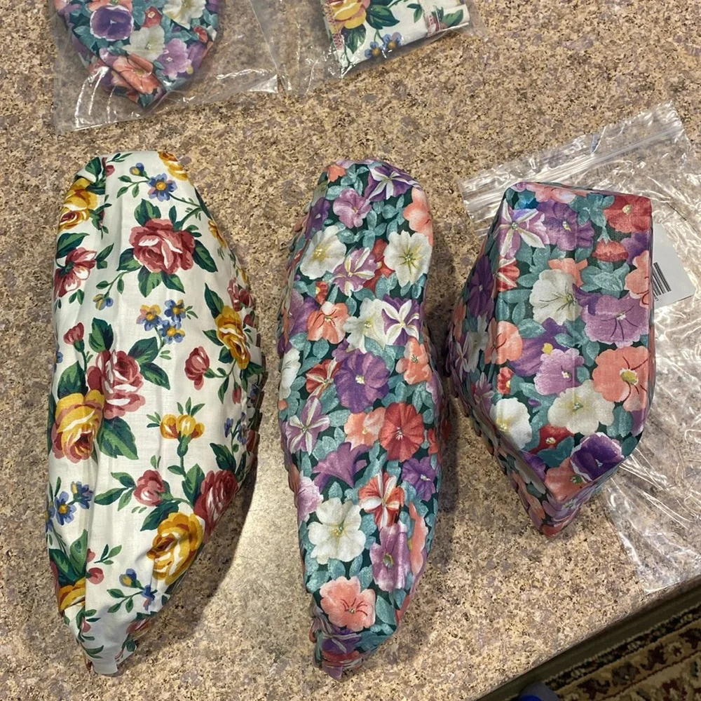 5 Longaberger Fabric Liners Garden Splendor Petunia Tea Cracker Button